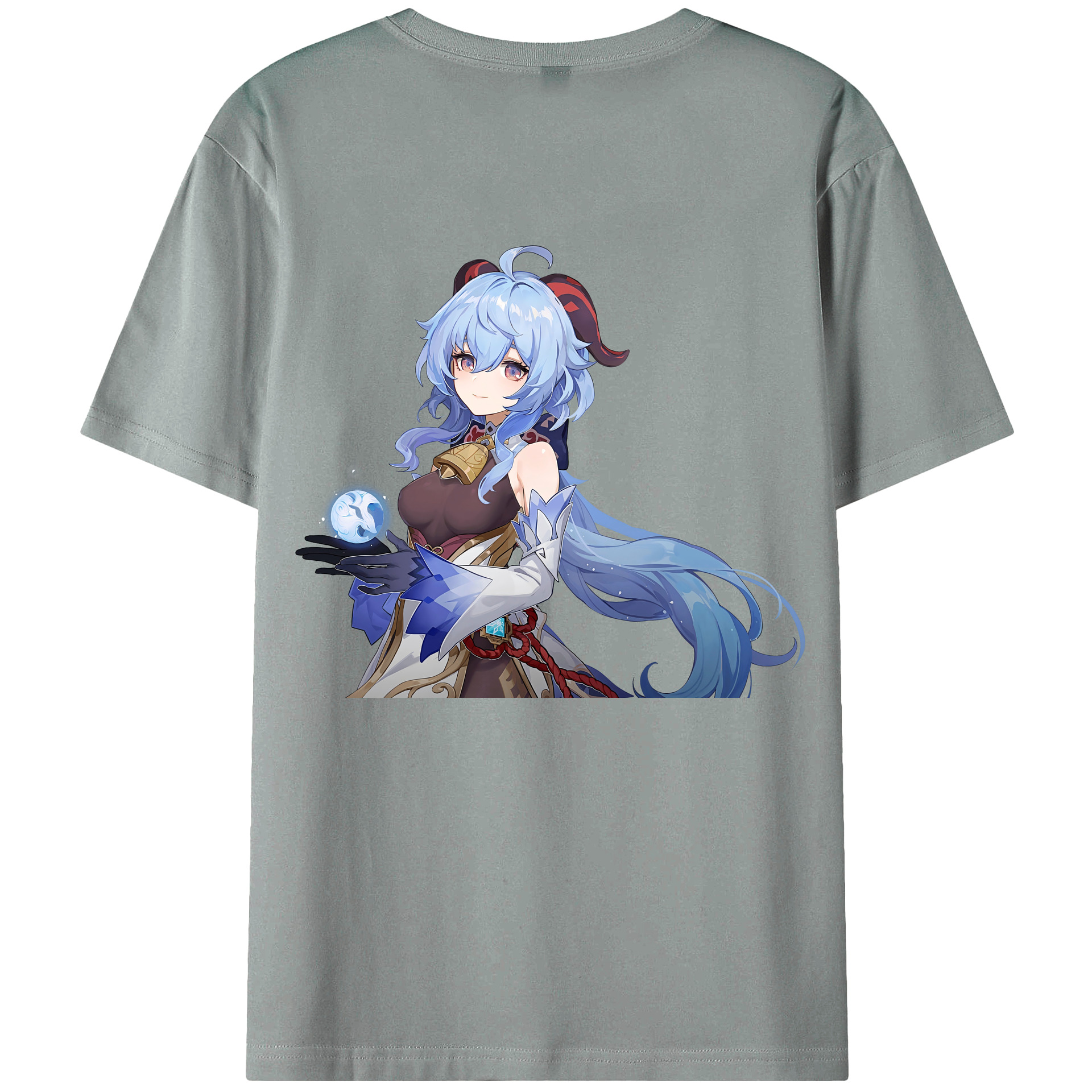 げんし神 甘雨 かんう genshin Ganyu 綿100％ メンズ半袖Tシャツ（バックプリント） 通気性